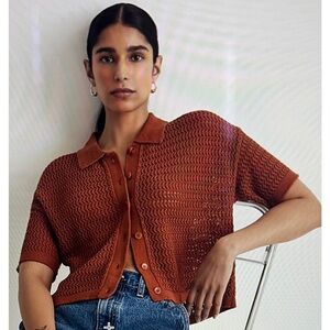 Madewell Crochet Button-Down Sweater Tee